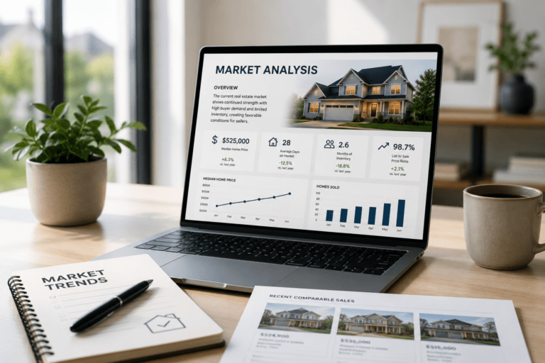 A market analysis open on a laptop